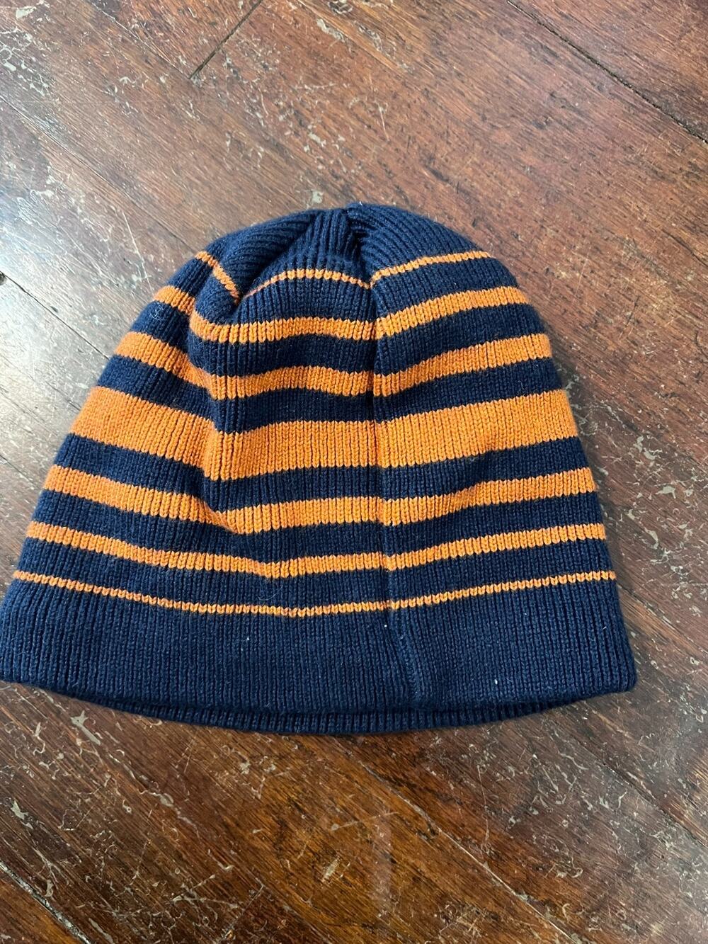 American Eagle AE77 Performance Beanie Knit Hat Navy Blue Orange Striped Unisex - Picture 3 of 4